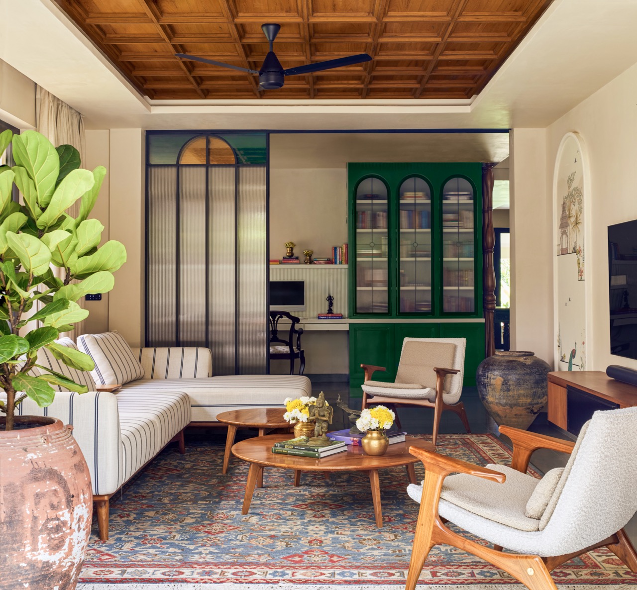 The brief for the home – to feel grounded and warm – is exemplified in this intimate sitting area